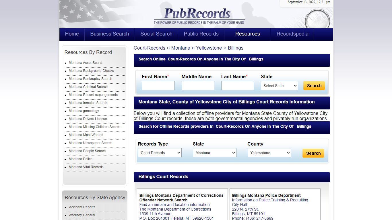 Billings, Yellowstone County, Montana Court Records - Pubrecords.com