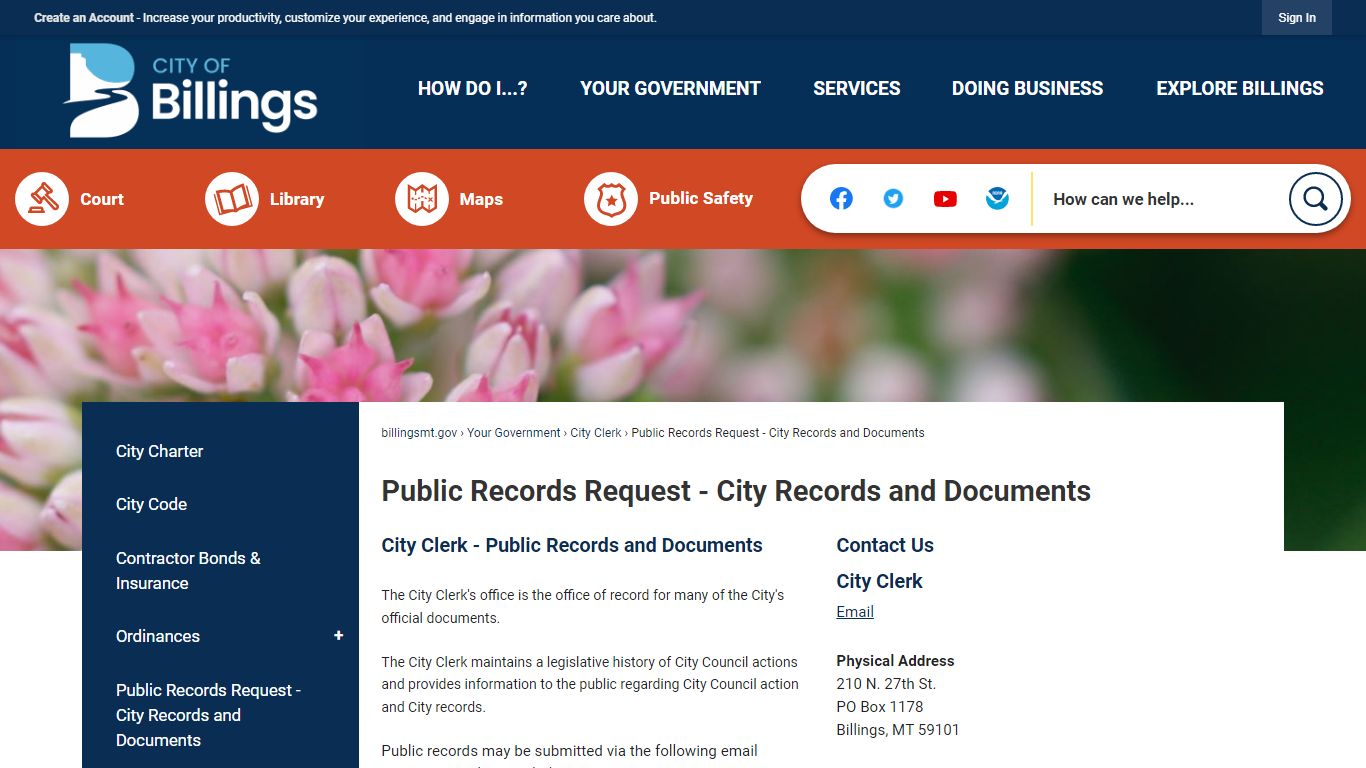 Public Records Request - City of Billings, MT